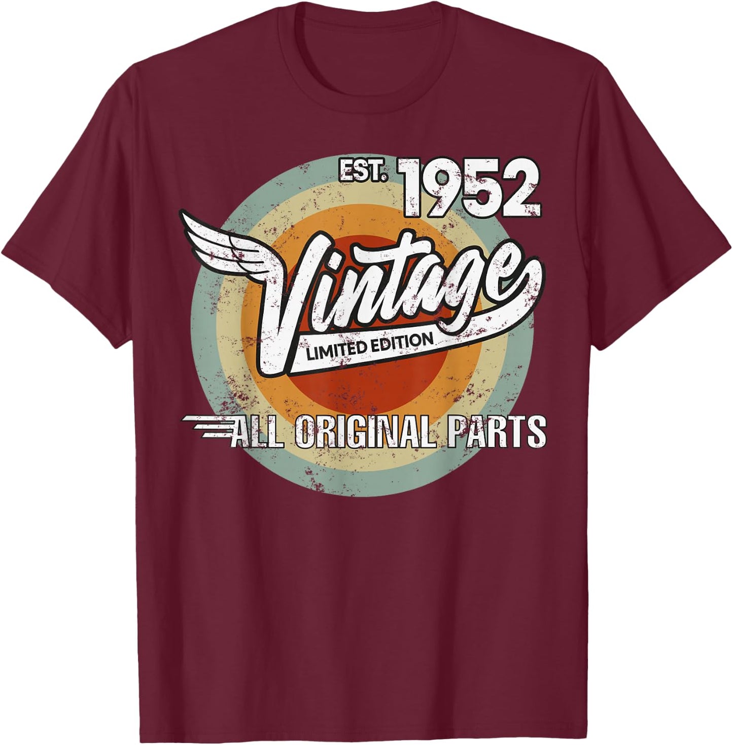 1952 Born Made in 1952 Vintage Biker Birthday Gifts T-Shirt - T-Shirt | Maroon