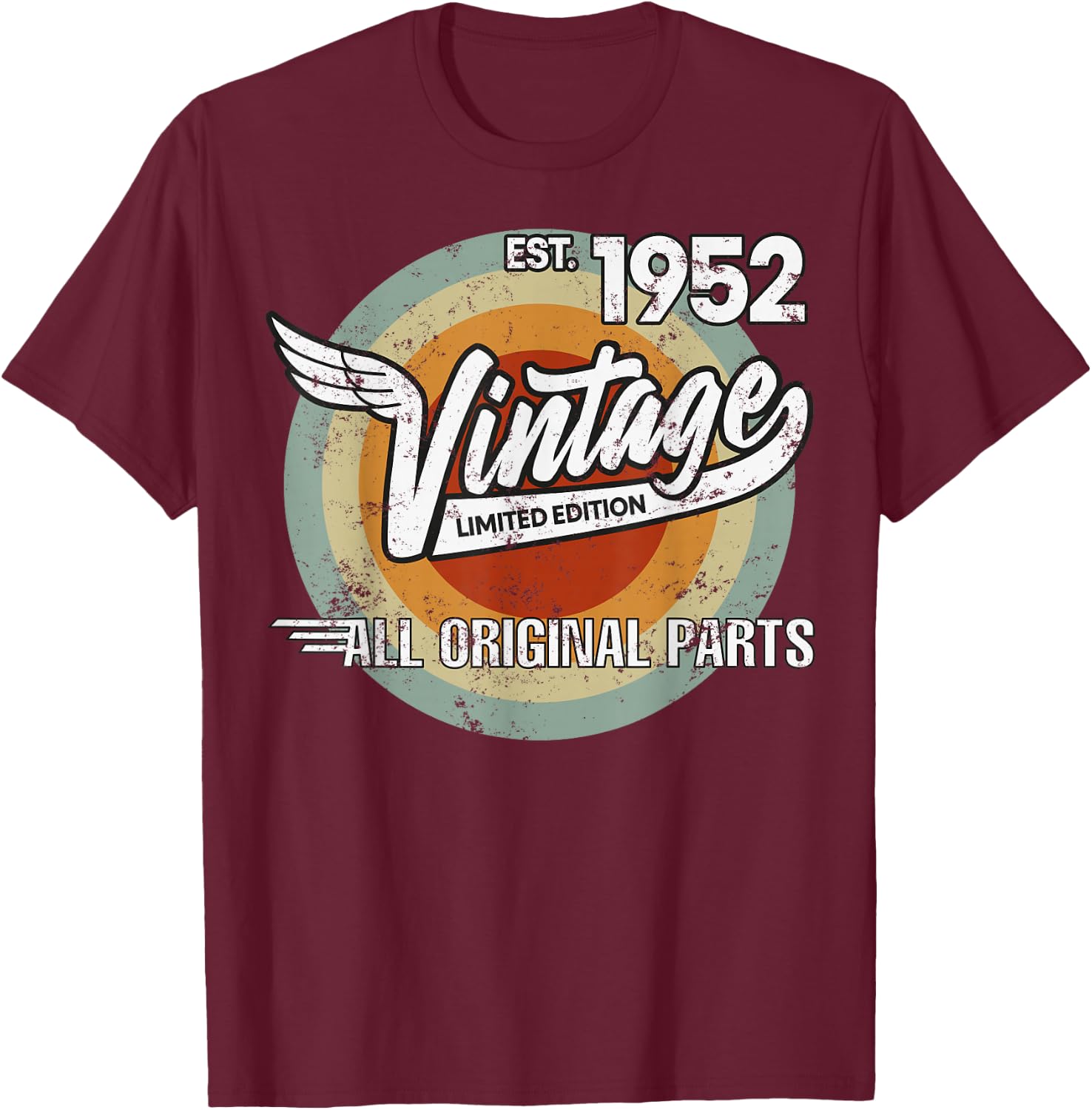 1952 Born Made in 1952 Vintage Biker Birthday Gifts T-Shirt - T-Shirt | Maroon
