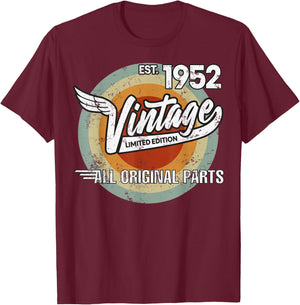 1952 Born Made in 1952 Vintage Biker Birthday Gifts T-Shirt - T-Shirt | Maroon