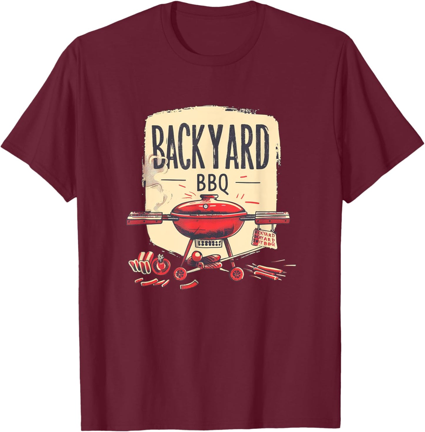 Backyard BBQ in Season with Friends and Family T-Shirt - T-Shirt | Maroon