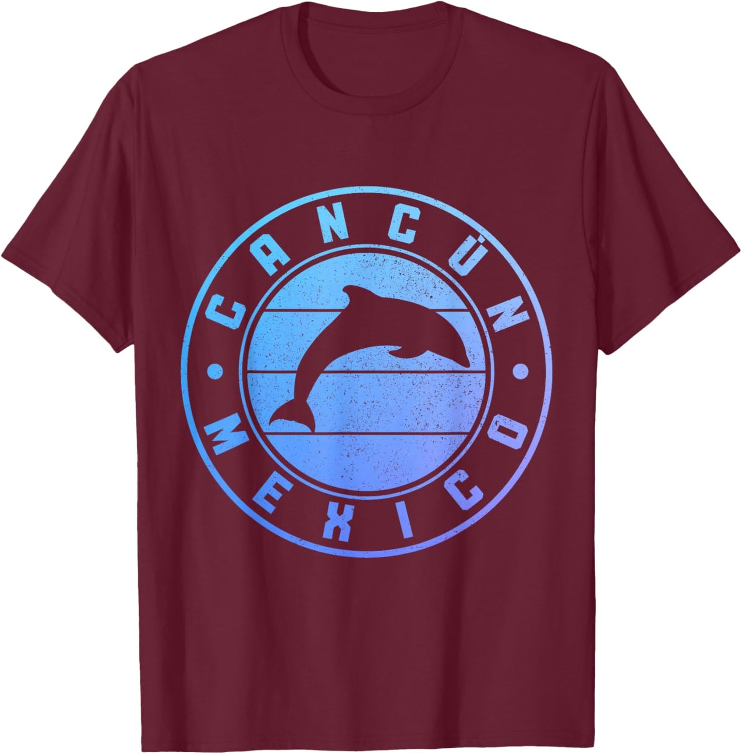 Cancun Mexico Dolphin Souvenir Vintage T-Shirt - T-Shirt | Maroon