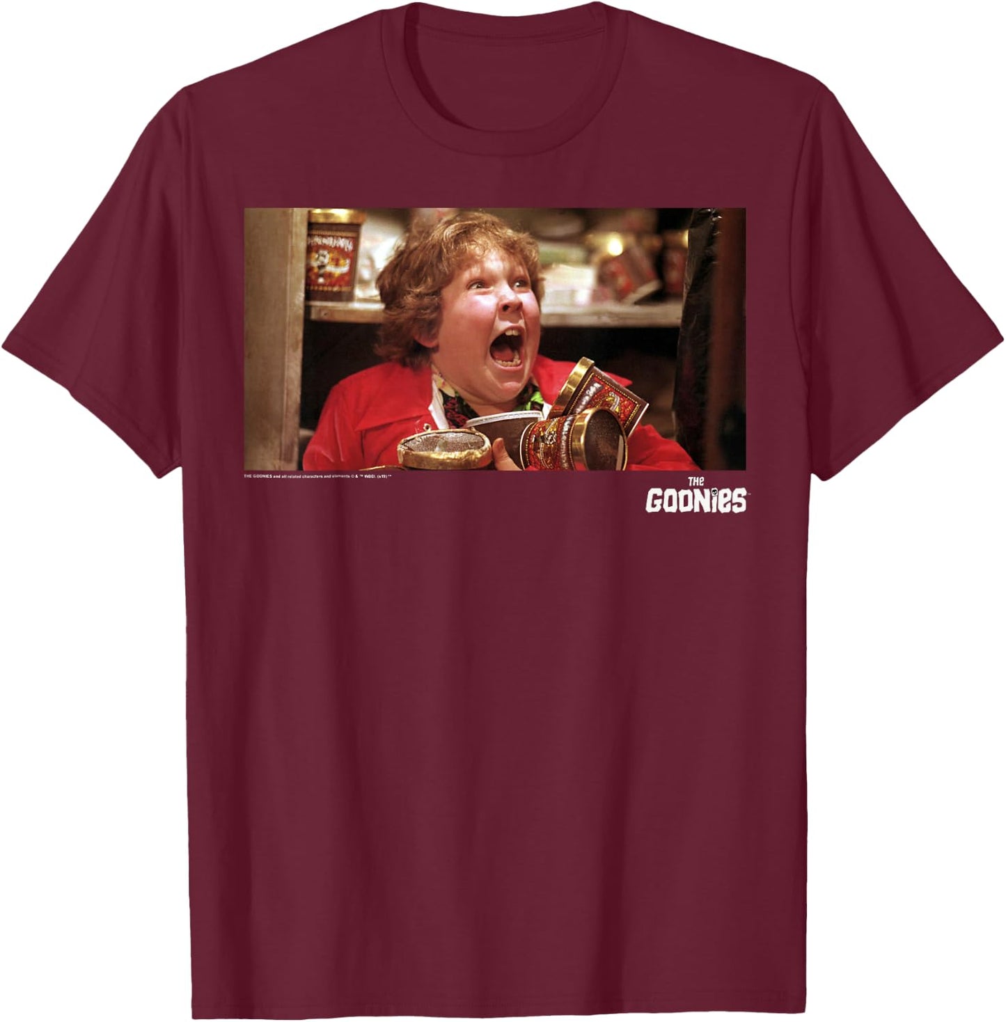 The Goonies Chunk Snack Time Portrait T-Shirt - T-Shirt | Maroon