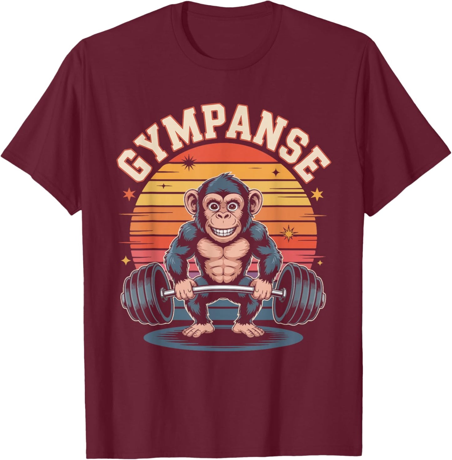 Gympanse Lustiger Gewichtheber AFFE T-Shirt - T-Shirt | Maroon