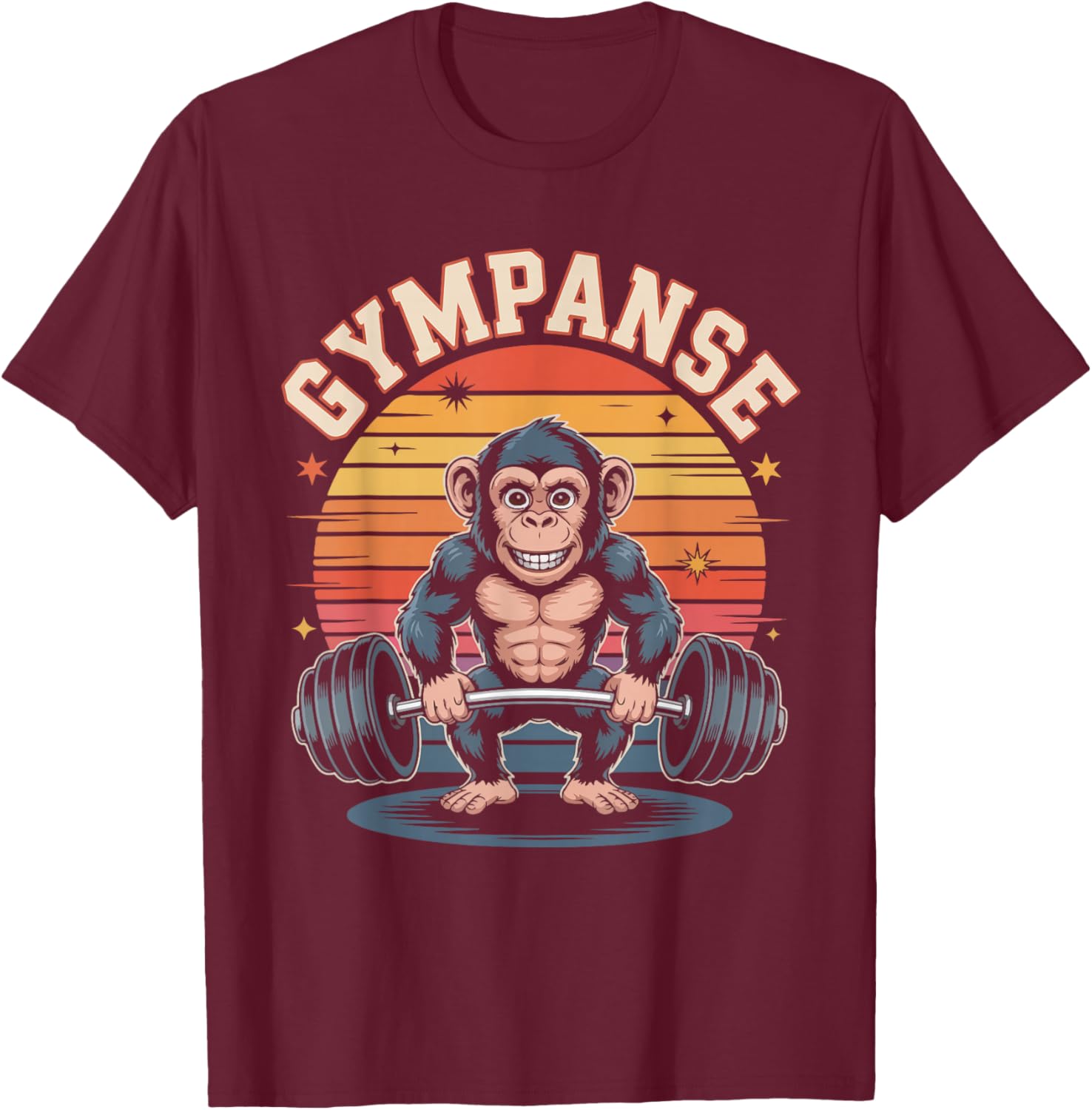 Gympanse Lustiger Gewichtheber AFFE T-Shirt - T-Shirt | Maroon