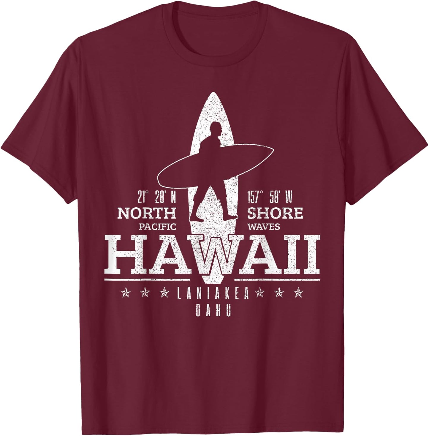Hawaii Surfing Uaho Beach North Shore Surf Surfer Gift T-Shirt - T-Shirt | Maroon
