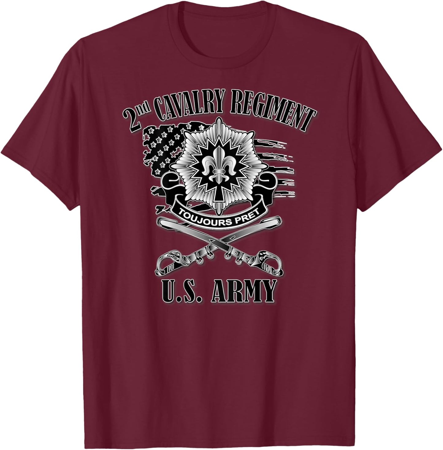2nd Cavalry Regiment (Back Design) T-Shirt - T-Shirt | Maroon