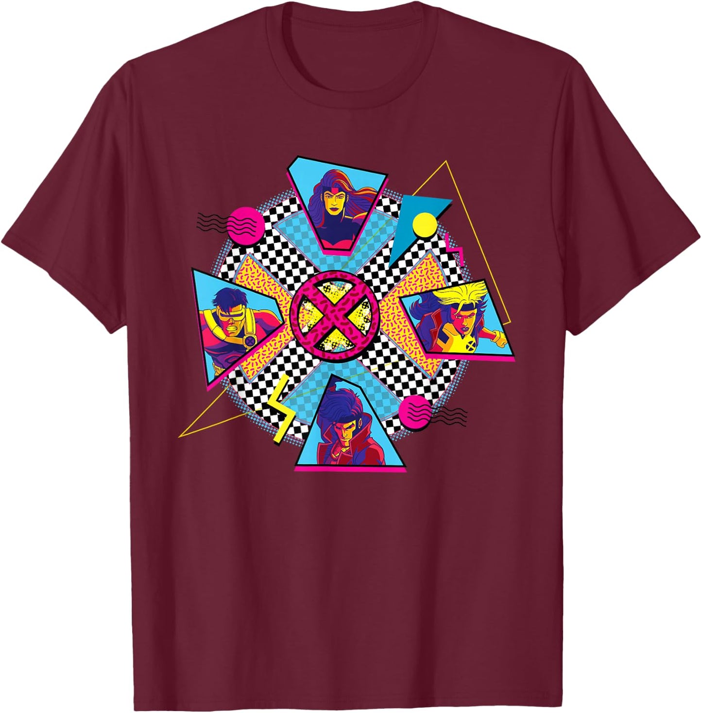 Marvel X-Men Jean Grey Cyclops Rogue Gambit 90s T-Shirt - T-Shirt | Maroon