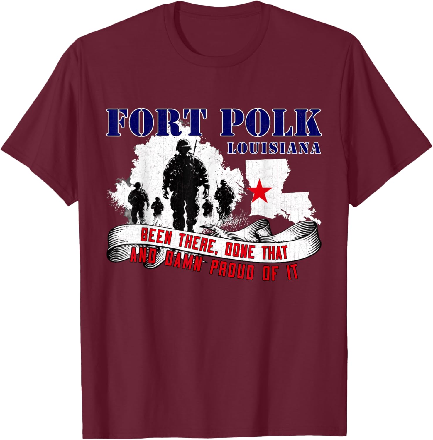 Fort Polk Louisiana US Military Base Veterans Day Gifts T-Shirt - T-Shirt | Maroon