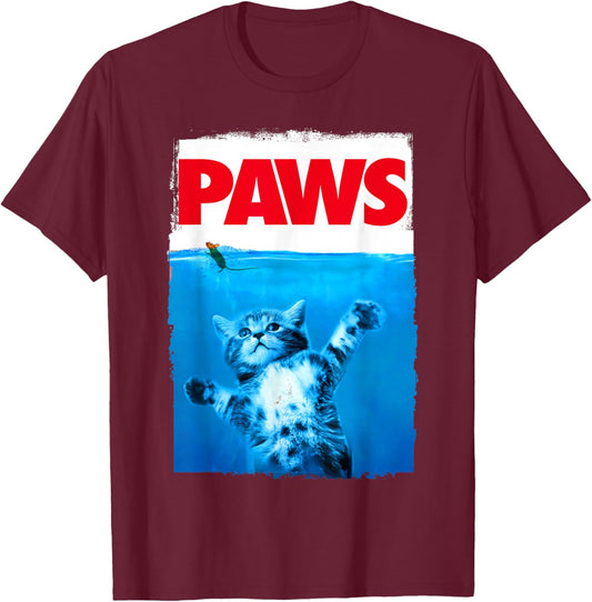 xiongying Paws Cat and Mouse Top, Cute Funny Cat Lover Parody T-Shirt - T-Shirt | Maroon