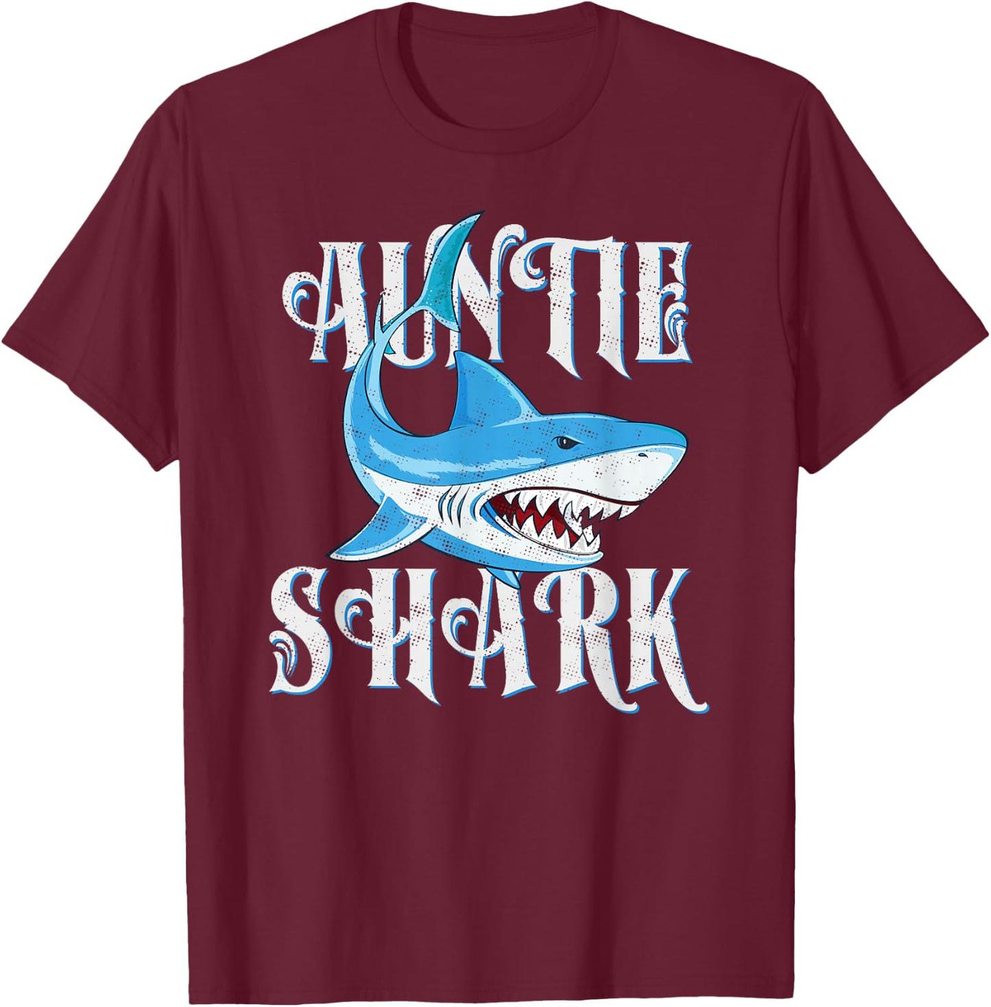 Auntie Shark Shirt, Funny Aunt Matching Gift T-Shirt - T-Shirt | Maroon
