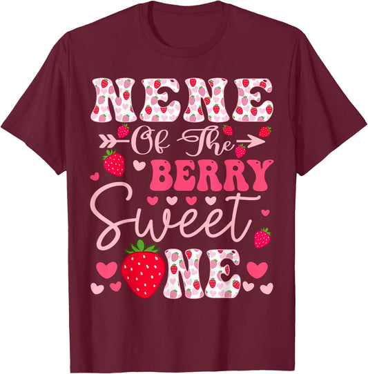 Nene Of The Berry Sweet One Strawberry 1St Birthday T-Shirt - T-Shirt | Maroon