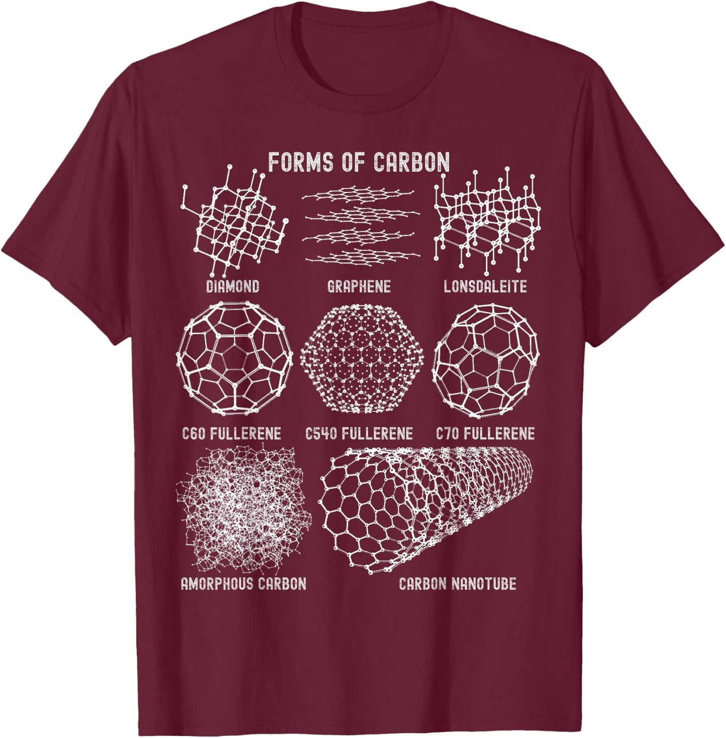 Sheldon Nerdy Forms Carbon Nanotubes Chemistry Teacher Geek T-Shirt - T-Shirt | Maroon