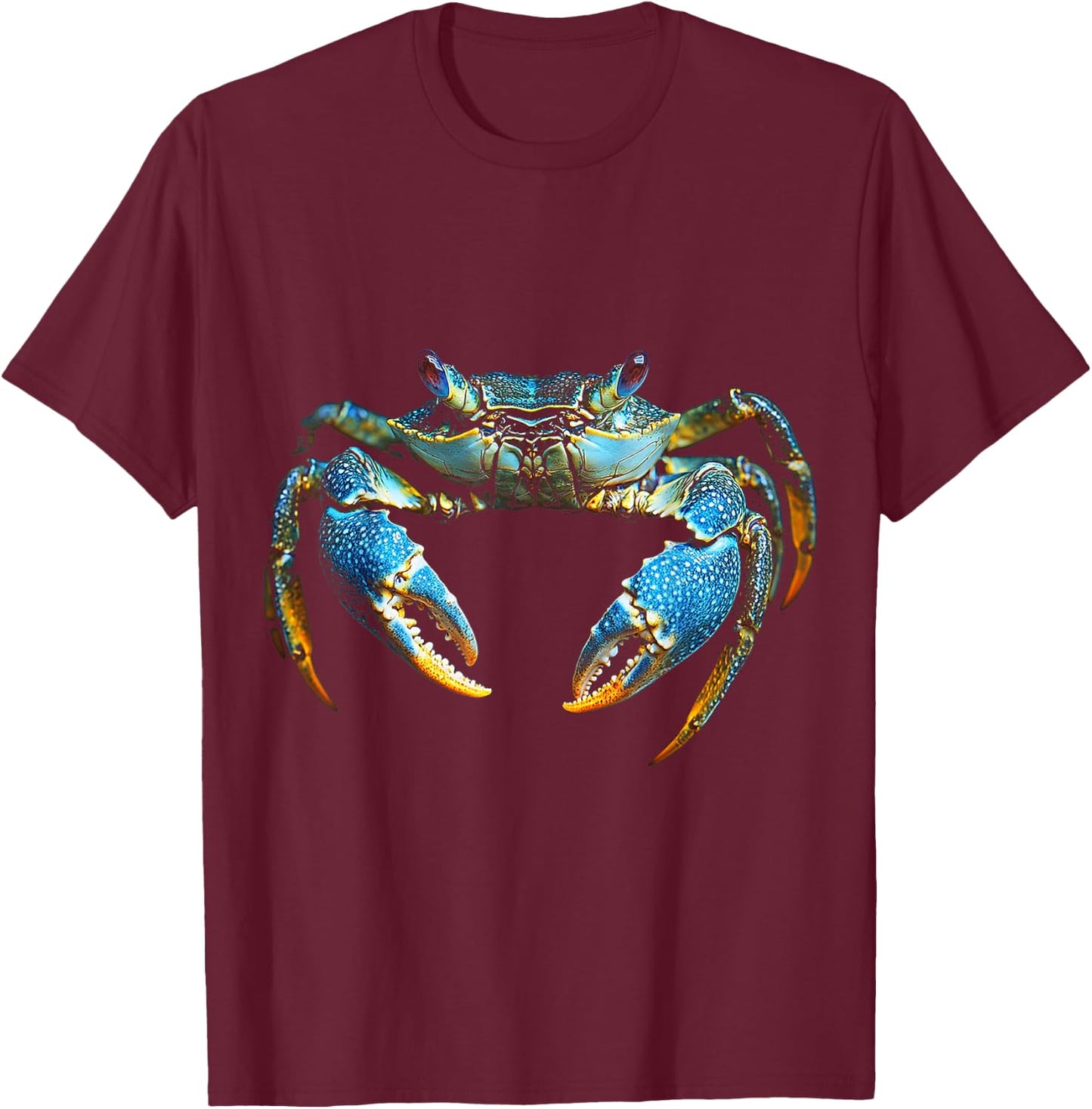 Crab Animal Motif Blue Eyes Illustration Crab T-Shirt - T-Shirt | Maroon