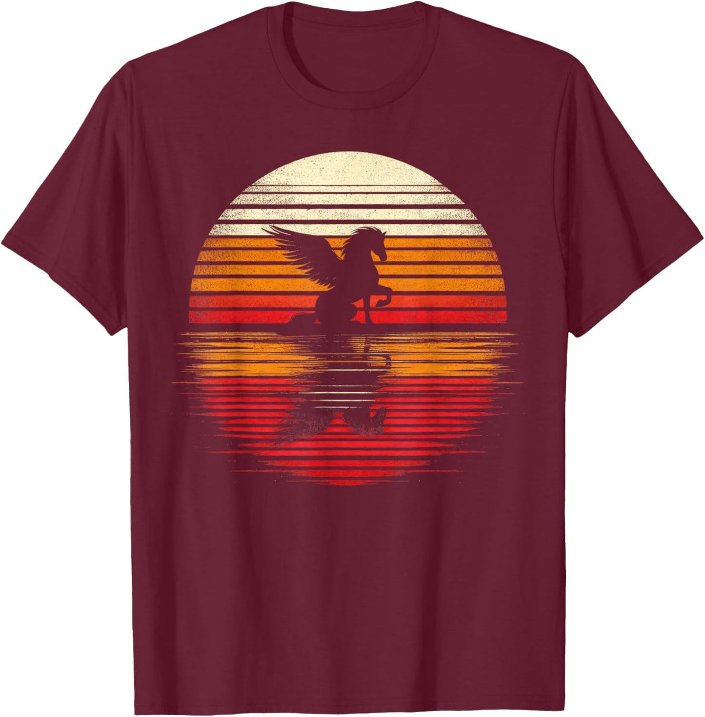 Pegasus Sunset Retro Style Safari Vintage 70s T-Shirt - T-Shirt | Maroon
