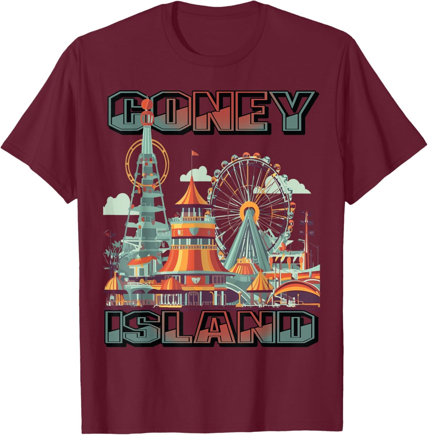 Coney Island Brooklyn NY Tourist New York City Souvenir T-Shirt - T-Shirt | Maroon