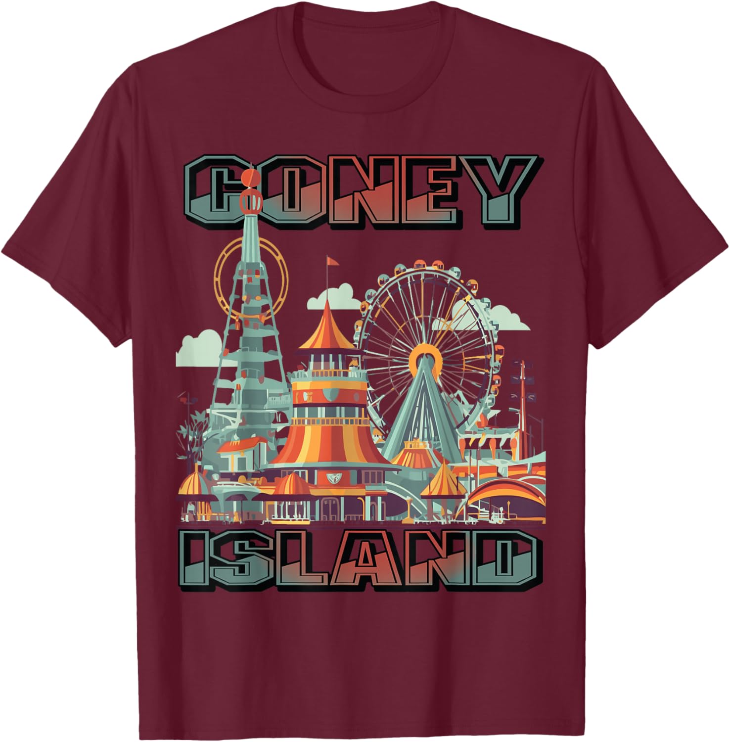 Coney Island Brooklyn NY Tourist New York City Souvenir T-Shirt - T-Shirt | Maroon