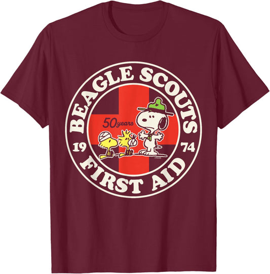 Peanuts - Beagle Scouts First Aid T-Shirt - T-Shirt | Maroon