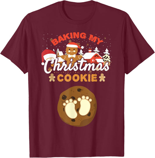 Baking My Christmas Cookies Pregnancy Xmas Gingerbread T-Shirt - T-Shirt | Maroon