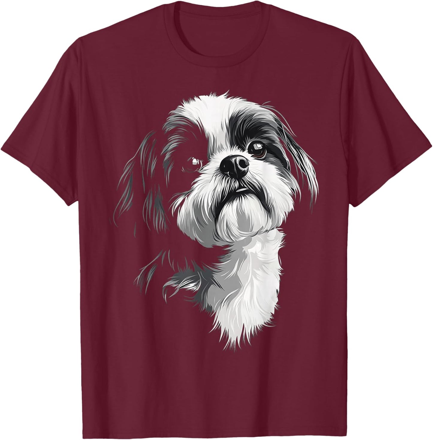 Shih Tzu Dog Motif Pet Illustration Shih Tzu T-Shirt - T-Shirt | Maroon