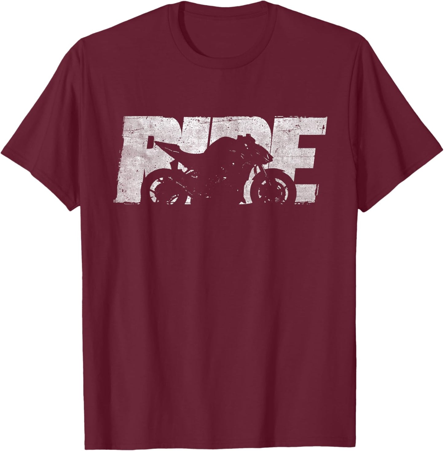 Naked Bike Lovers Gifts - Klassisches Z1000 Naked Bike Ride Motorrad - Schwarz, , Klein, Kurzarm, Klassische Passform, Used-Look-Design, Baumwolle 50%, Polyester 50% T-Shirt - T-Shirt | Maroon