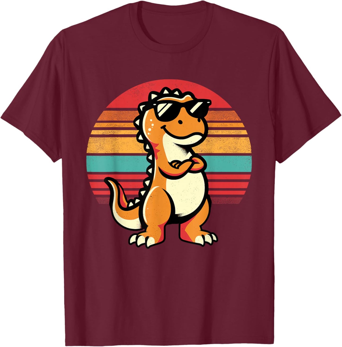 Retro Dinosaur T-Rex Funny Dinosaur T-Shirt - T-Shirt | Maroon