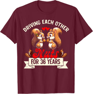 Couples Married 36-Year Funny 36th Wedding Anniversary T-Shirt - T-Shirt | Maroon