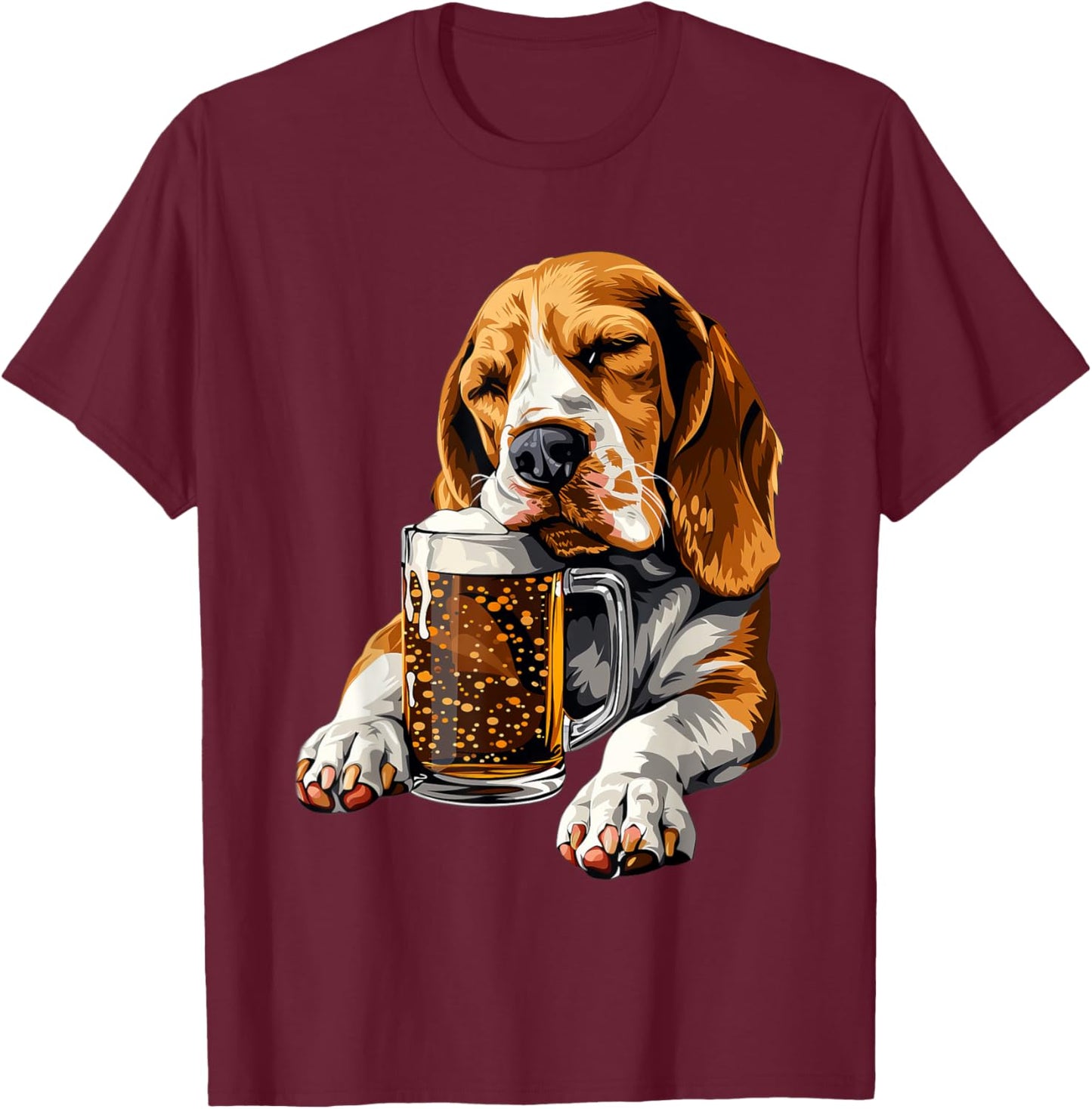 Beagle Beer T-Shirt - T-Shirt | Maroon