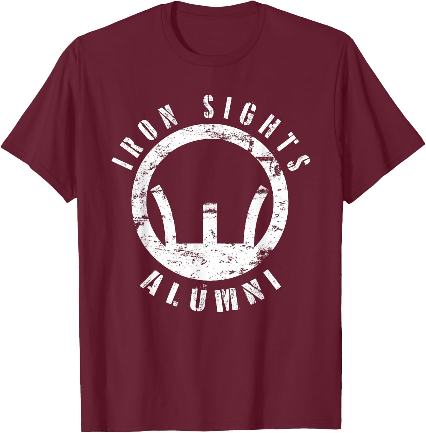Iron Sights Alumni Boot Camp Shooting Marksmanship Veteran T-Shirt - T-Shirt | Maroon