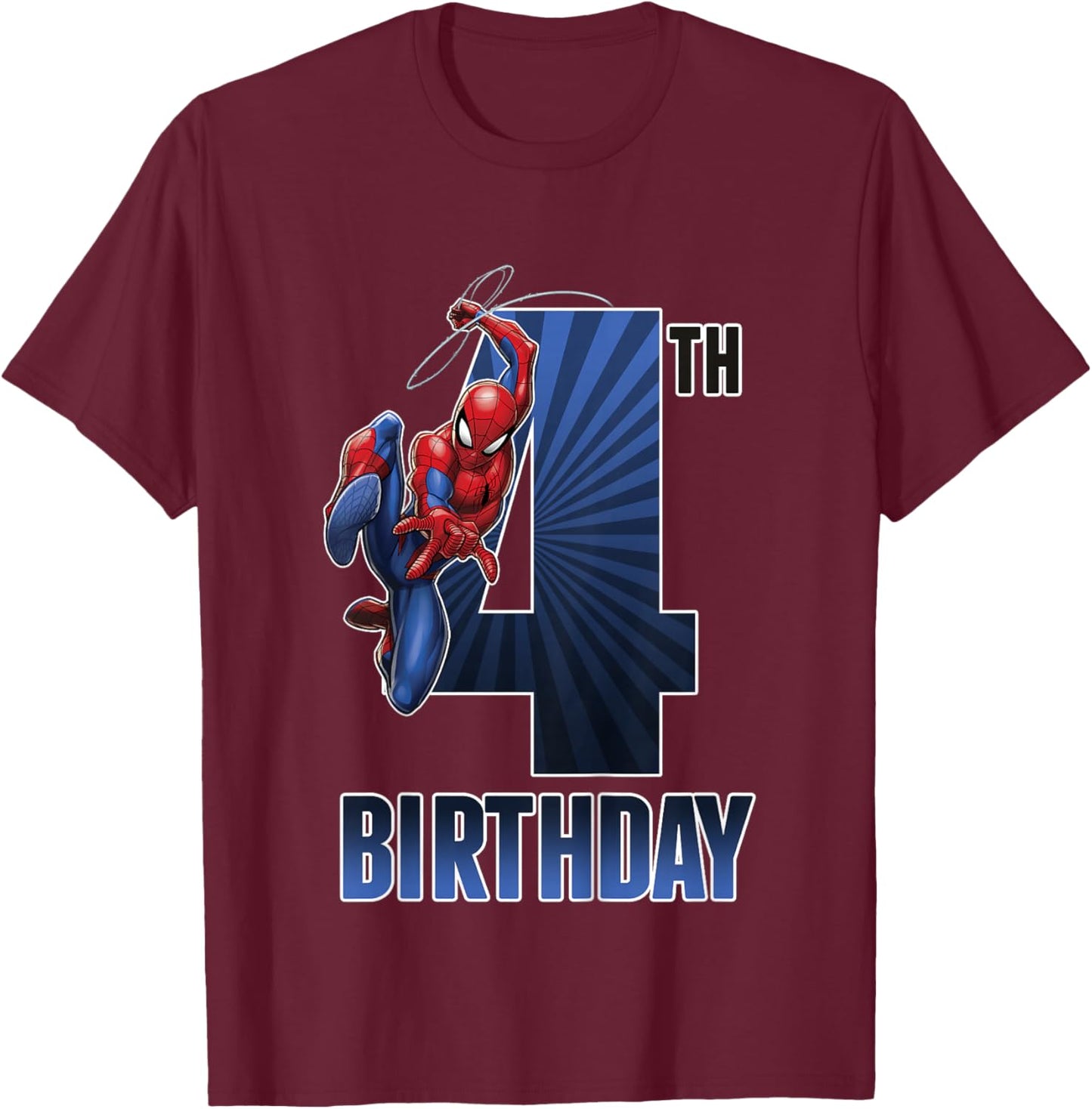 Kids Marvel Universe Classic Spider-Man Epic 4th Birthday T-Shirt - T-Shirt | Maroon