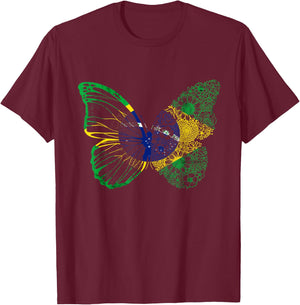 Brazil Butterfly Brasilian Hope Brazil Flag Brazilian Roots T-Shirt - T-Shirt | Maroon
