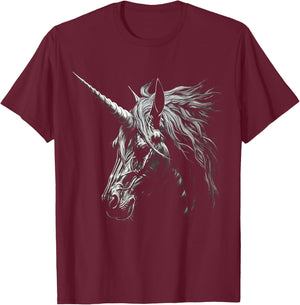 Unicorn Drawing Animal Love Face Art Graphic Unicorn T-Shirt - T-Shirt | Maroon