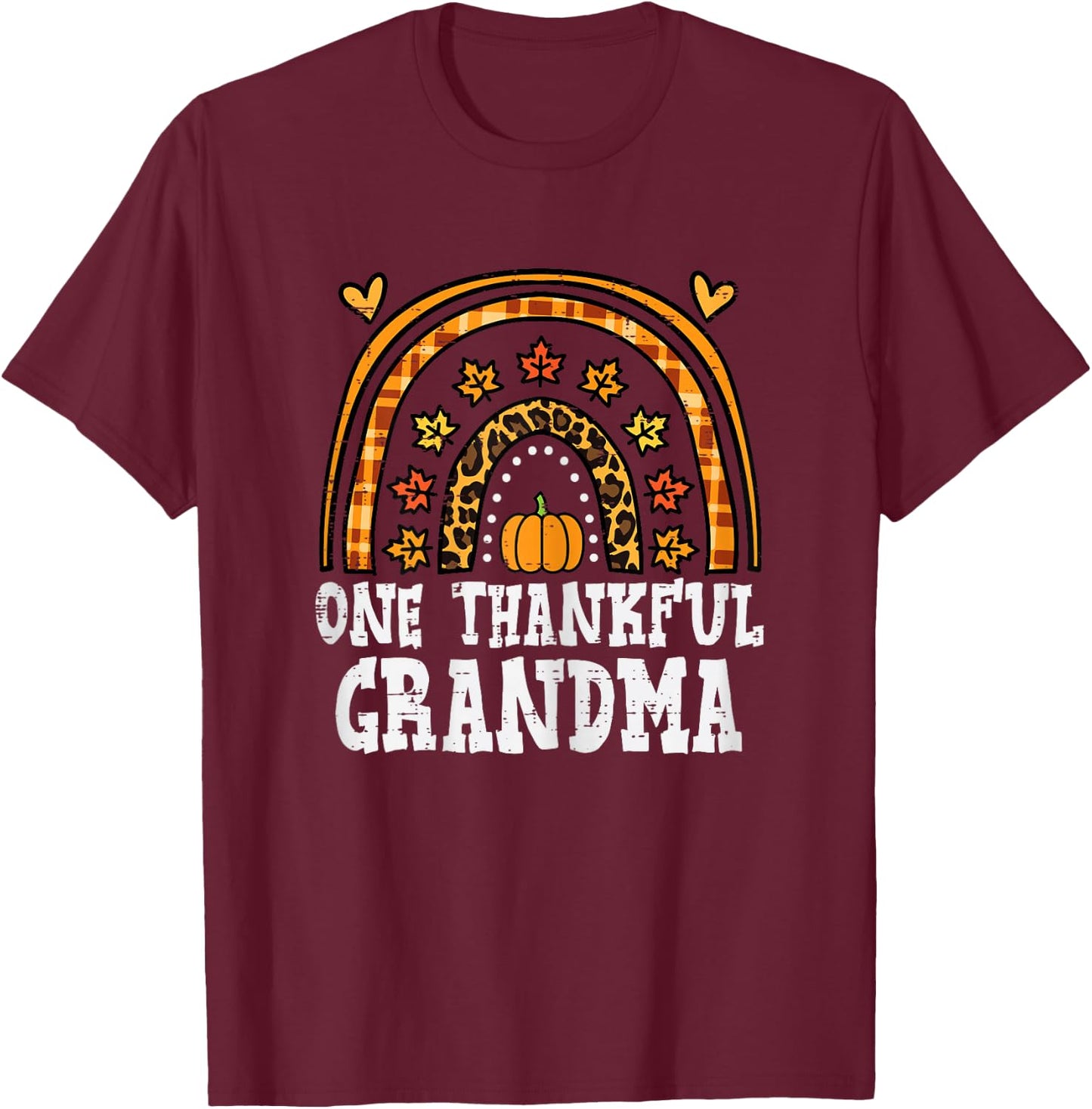 Fall Rainbow Thankful Grandma Thanksgiving Family Women T-Shirt - T-Shirt | Maroon