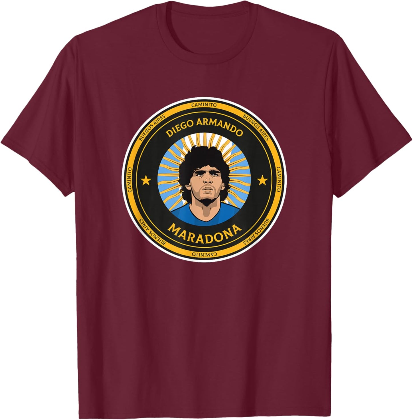 Maradona Shield T-Shirt - T-Shirt | Maroon