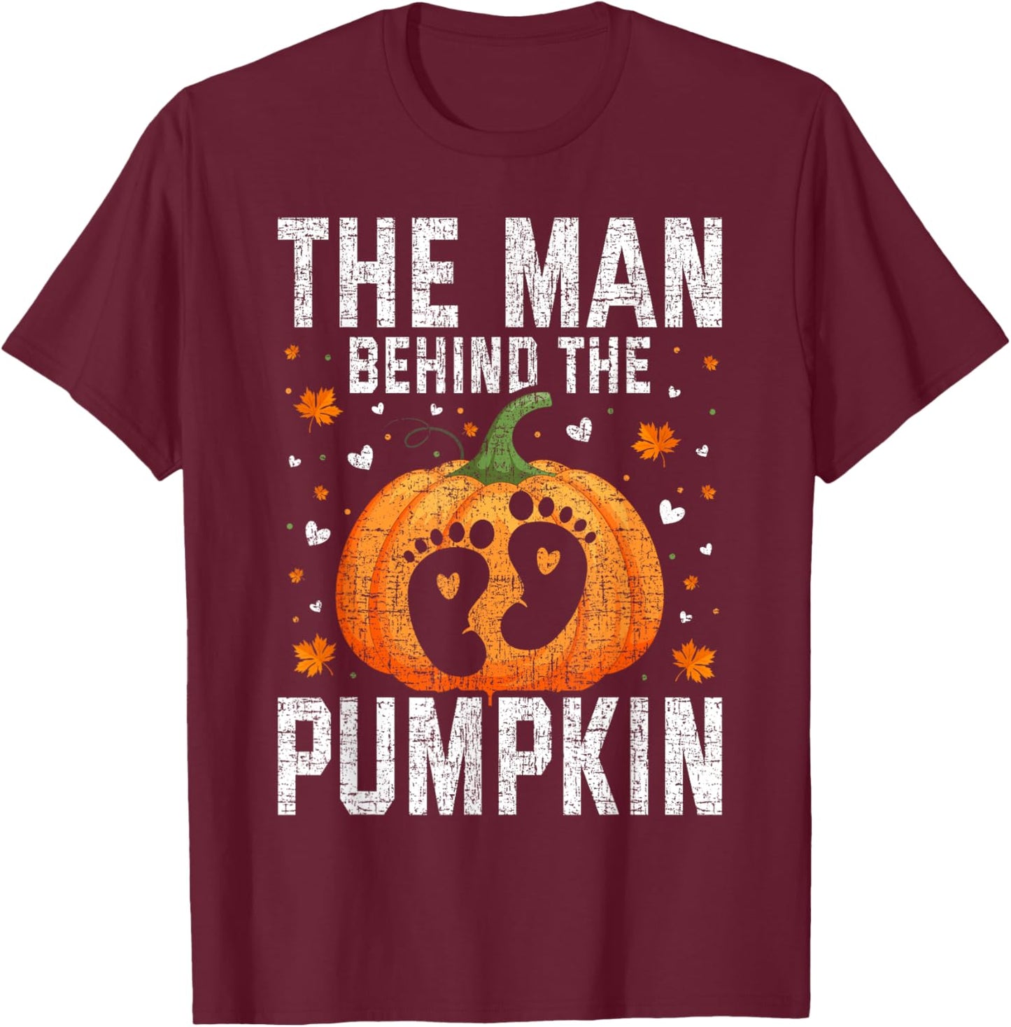 Pregnant Thanksgiving Costume for Dad Expecting Lil Pumpkin T-Shirt - T-Shirt | Maroon