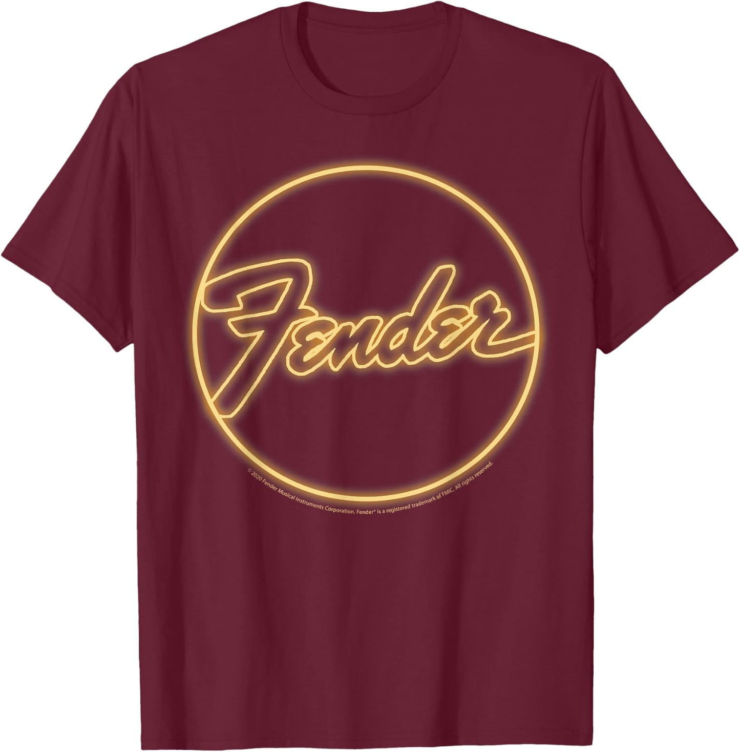 Fender Neon Logo T-Shirt - T-Shirt | Maroon