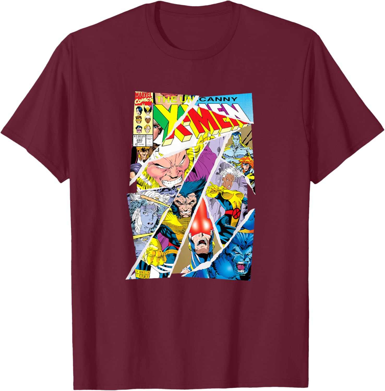 Marvel X-Men The Uncanny X-Men Comic Covers Collage T-Shirt - T-Shirt | Maroon