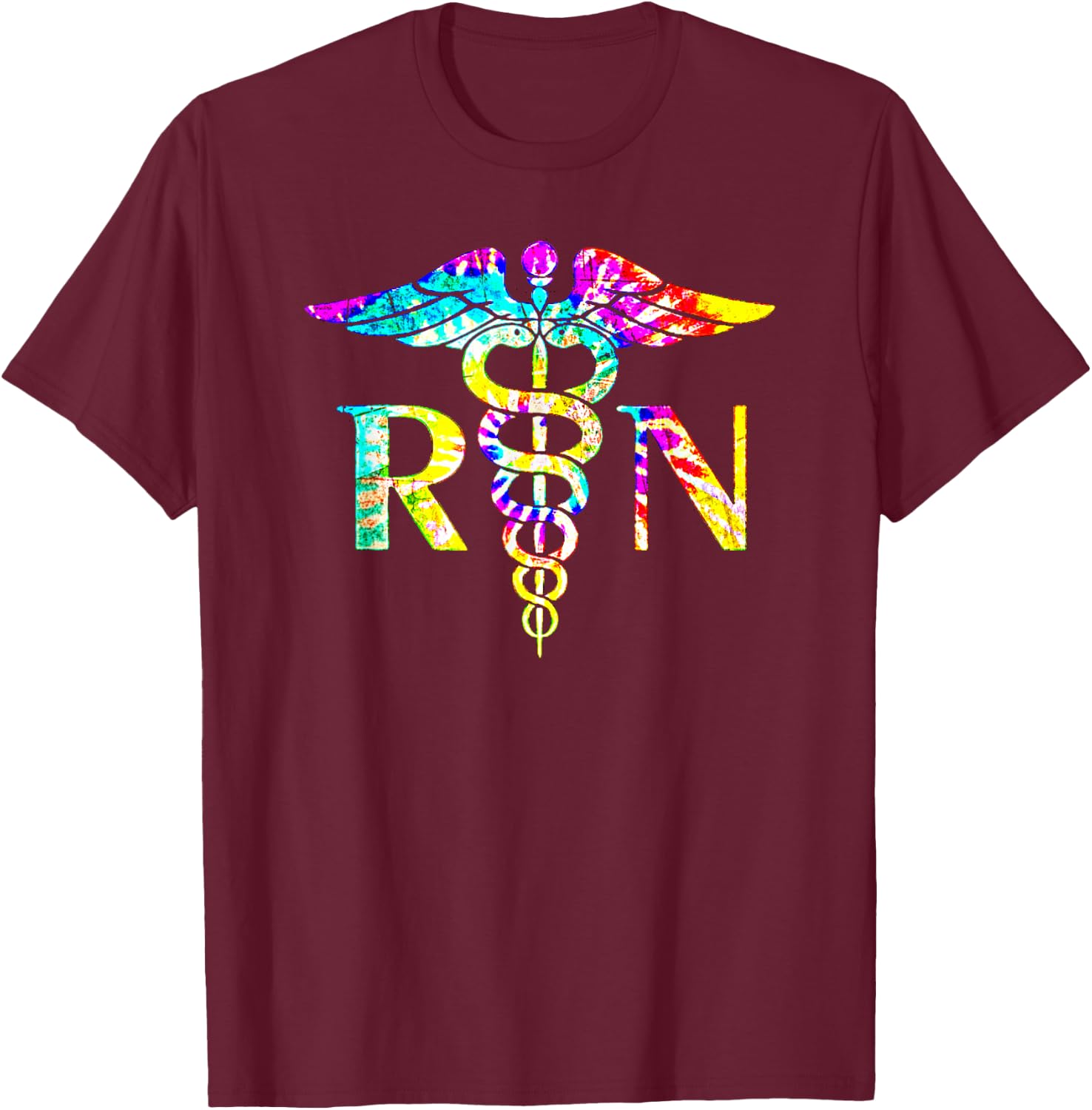 Lovely RN Registered Nurse Tie Dye Small T-Shirt - T-Shirt | Maroon
