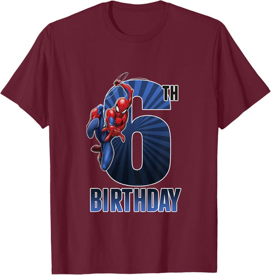 Kids Marvel Universe Classic Spider-Man Epic 6th Birthday T-Shirt - T-Shirt | Maroon