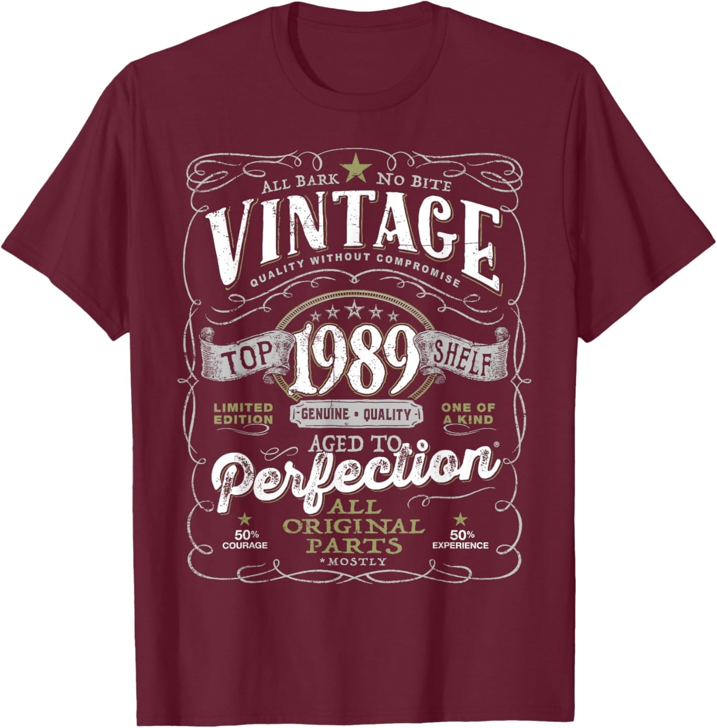 35th Birthday Top , Vintage 1989 Aged to Perfection T-Shirt - T-Shirt | Maroon