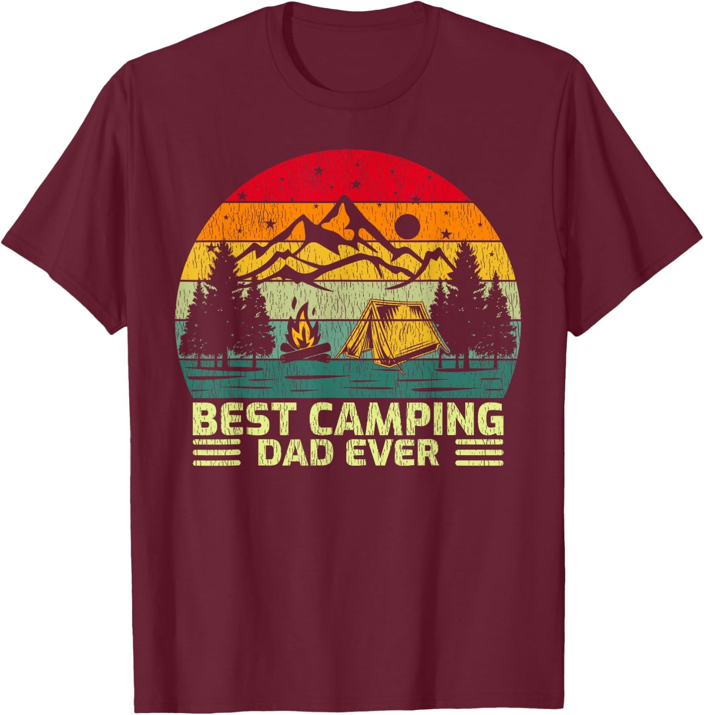 Funny Vintage Best Camping Dad Ever Father's Day T-Shirt - T-Shirt | Maroon