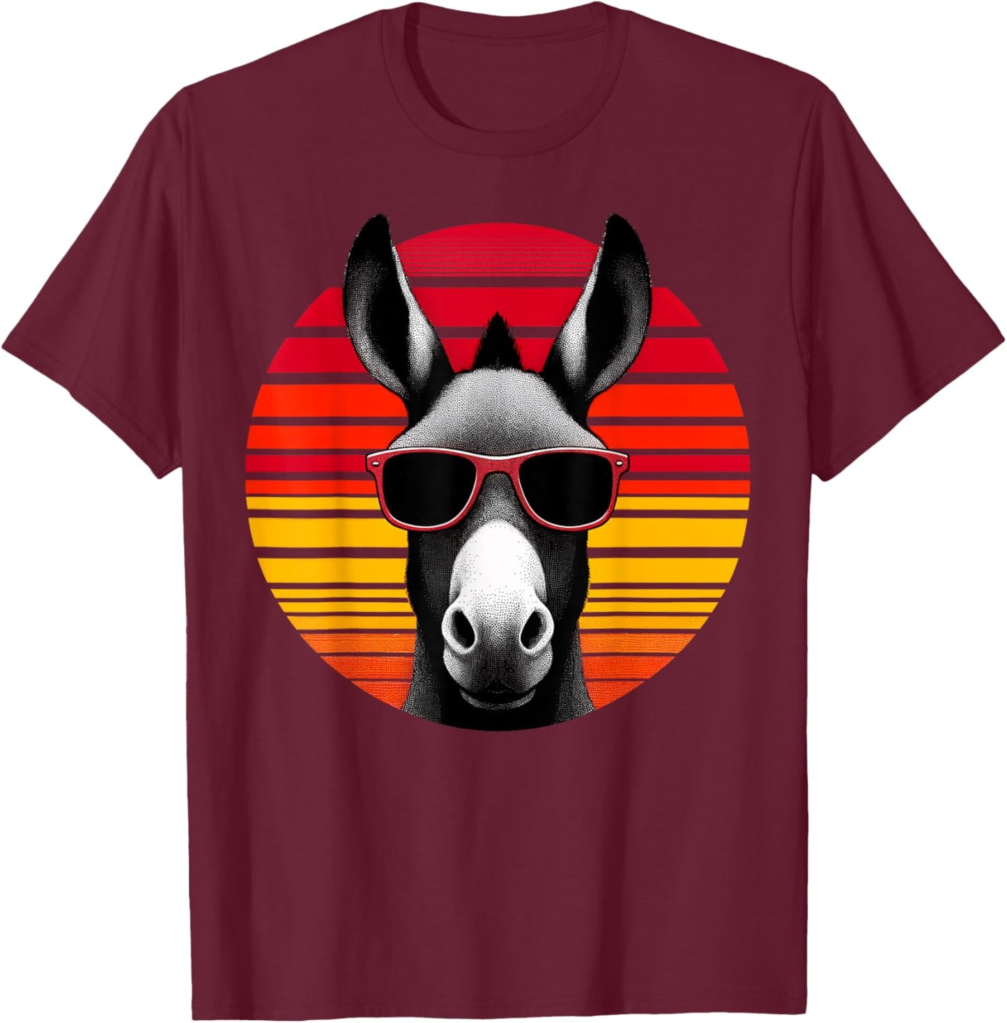 Mule Retro Vintage Sunset Animal Sunglasses 70s T-Shirt - T-Shirt | Maroon