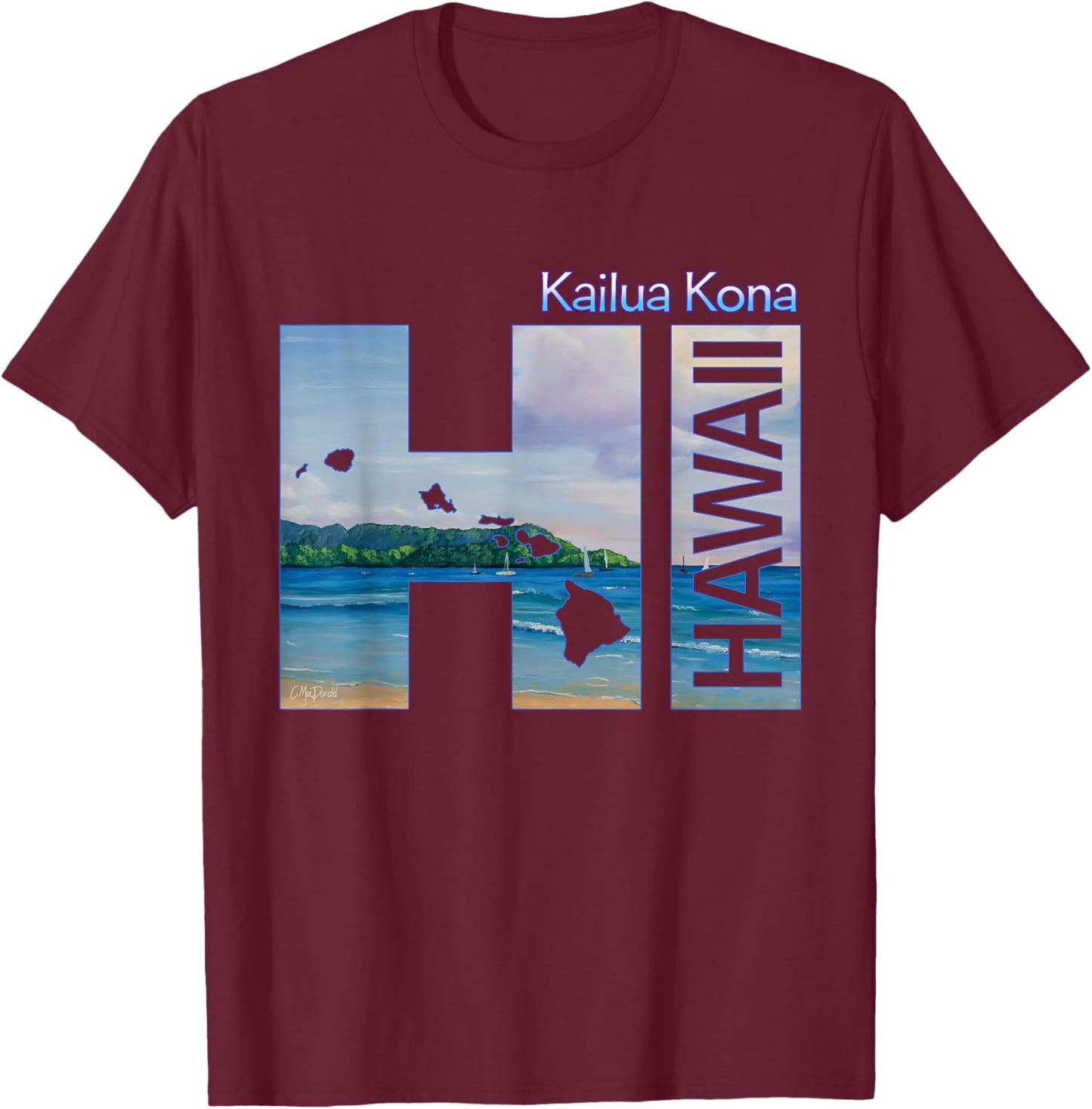 Kailua Kona HI Hawaii Aloha State Vacation T-Shirt - T-Shirt | Maroon