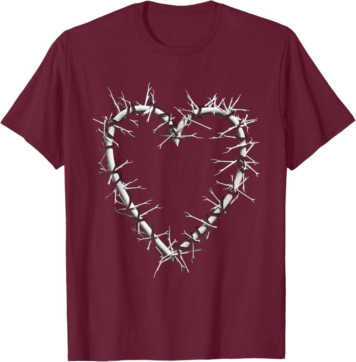 Barbed Wire Heart barbwire gothic grunge aesthetic T-Shirt - T-Shirt | Maroon
