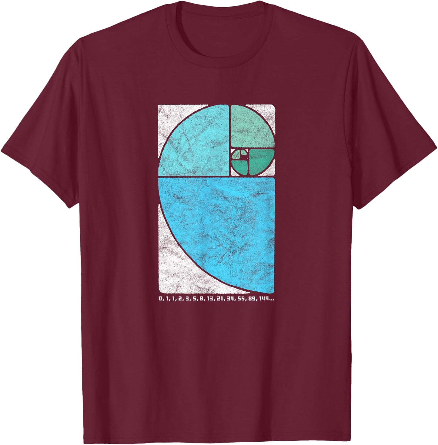 Vintage Fibonacci Sequence Golden Ratio Spiral Numbers T-Shirt - T-Shirt | Maroon