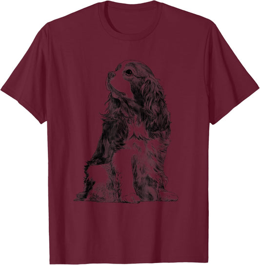 Dog Cavalier King Charles Spaniel T-Shirt - T-Shirt | Maroon