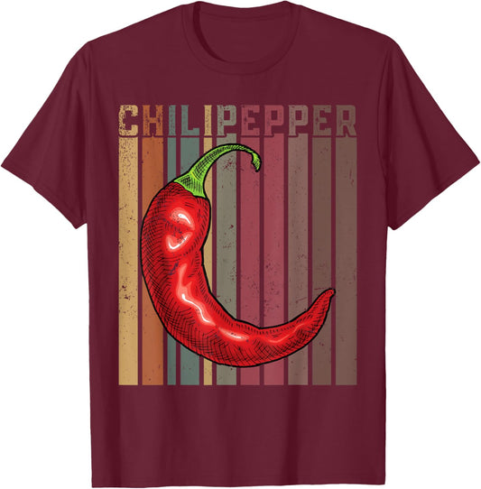 Chili Peppers Red Hot Spicy Pepper Eat Mexican Chili Lovers T-Shirt - T-Shirt | Maroon