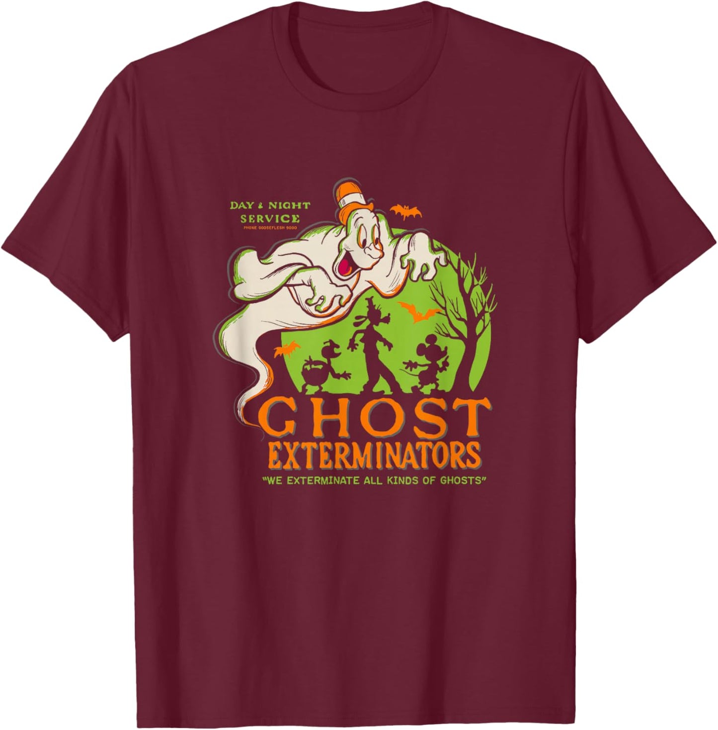Disney Mickey And Friends Halloween Ghost Exterminators T-Shirt - T-Shirt | Maroon