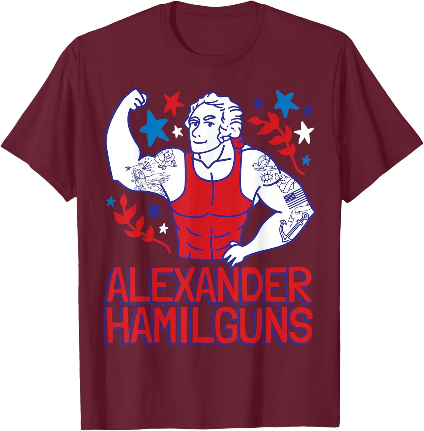 Alexander Hamilguns Hamilton 4th Of July Gym Instructor Gift T-Shirt - T-Shirt | Maroon