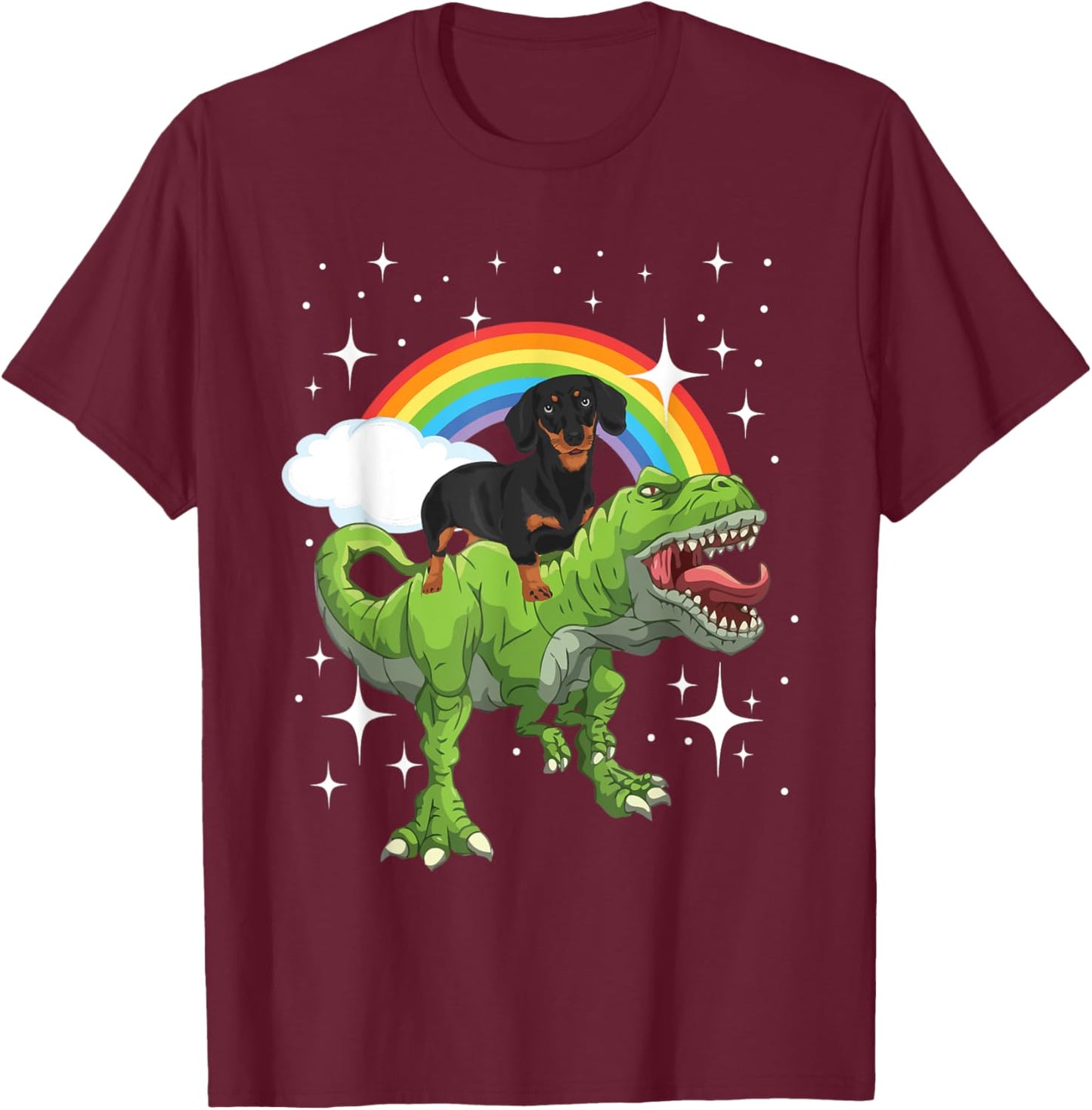 Dinosaur And Dachshund - Trex Dog Lover Puppy Trainer Men Women Kids T-Shirt - T-Shirt | Maroon