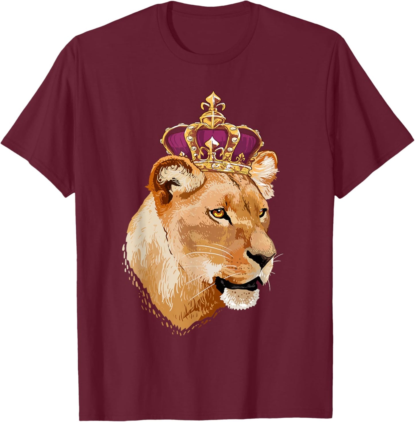 Lion Queen Big Cat Crowned Lioness Family Women T-Shirt - T-Shirt | Maroon